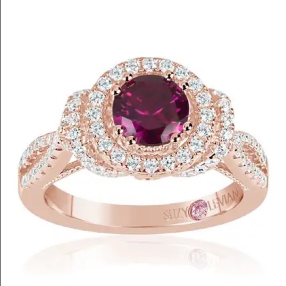 COPY - SUZY LEVIAN Rose Gold Plated Sterling Silver Lab Ruby CZ Ring
Size 6.5, …